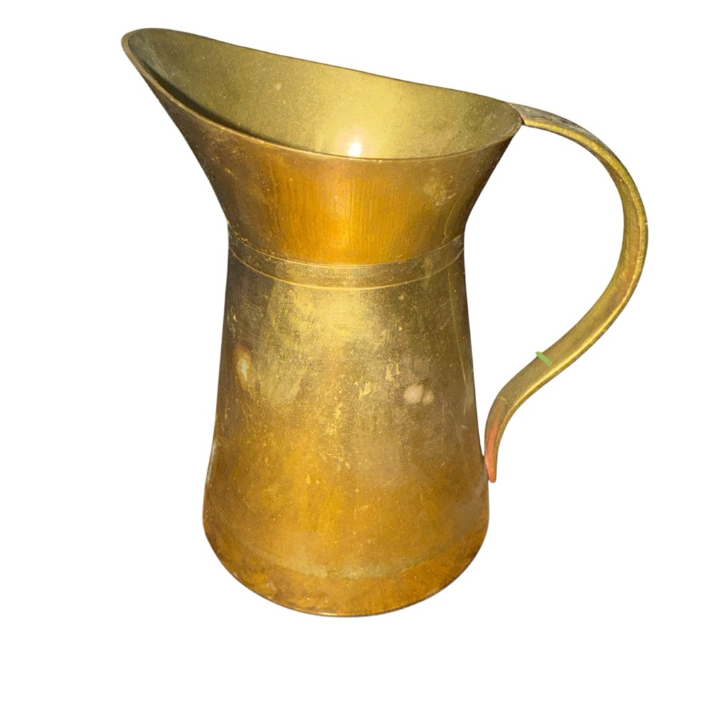 Vintage Brass Pitcher Creamer Dairy Jug Pourer 4.5" x 3" Diameter Vase Decor